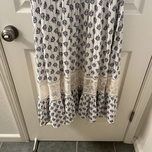 Joyfolie Mia Joy Alicia Maxi Dress Blue Leaf Print Boho Girls Size 8 - Picture 4 of 14